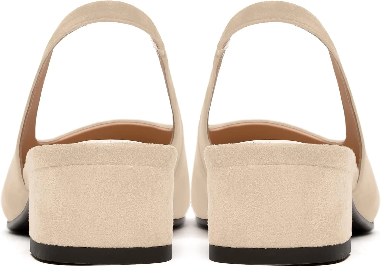 FEMSTEP Womens Dating Sexy Suede Leather Square Toe Slip On Slingback Chunky Low Heel Pumps Shoes 1.5 Inch