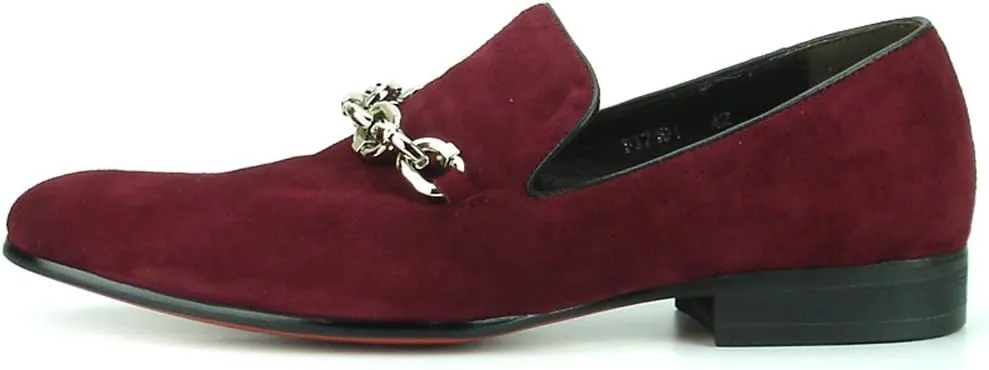 FI-7191 Suede Men's Slip on Loafer with Chain