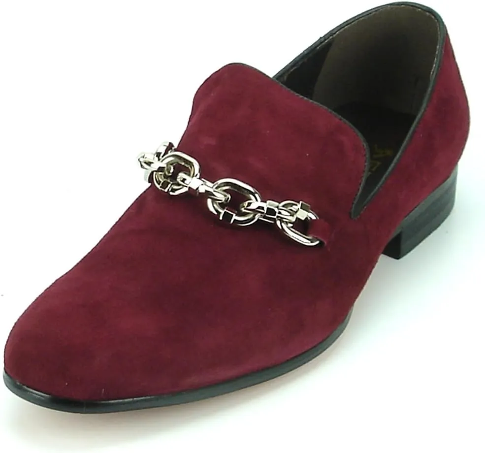 FI-7191 Suede Men's Slip on Loafer with Chain