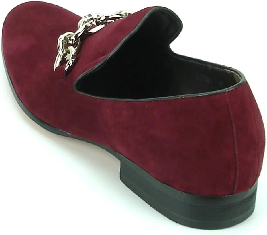FI-7191 Suede Men's Slip on Loafer with Chain