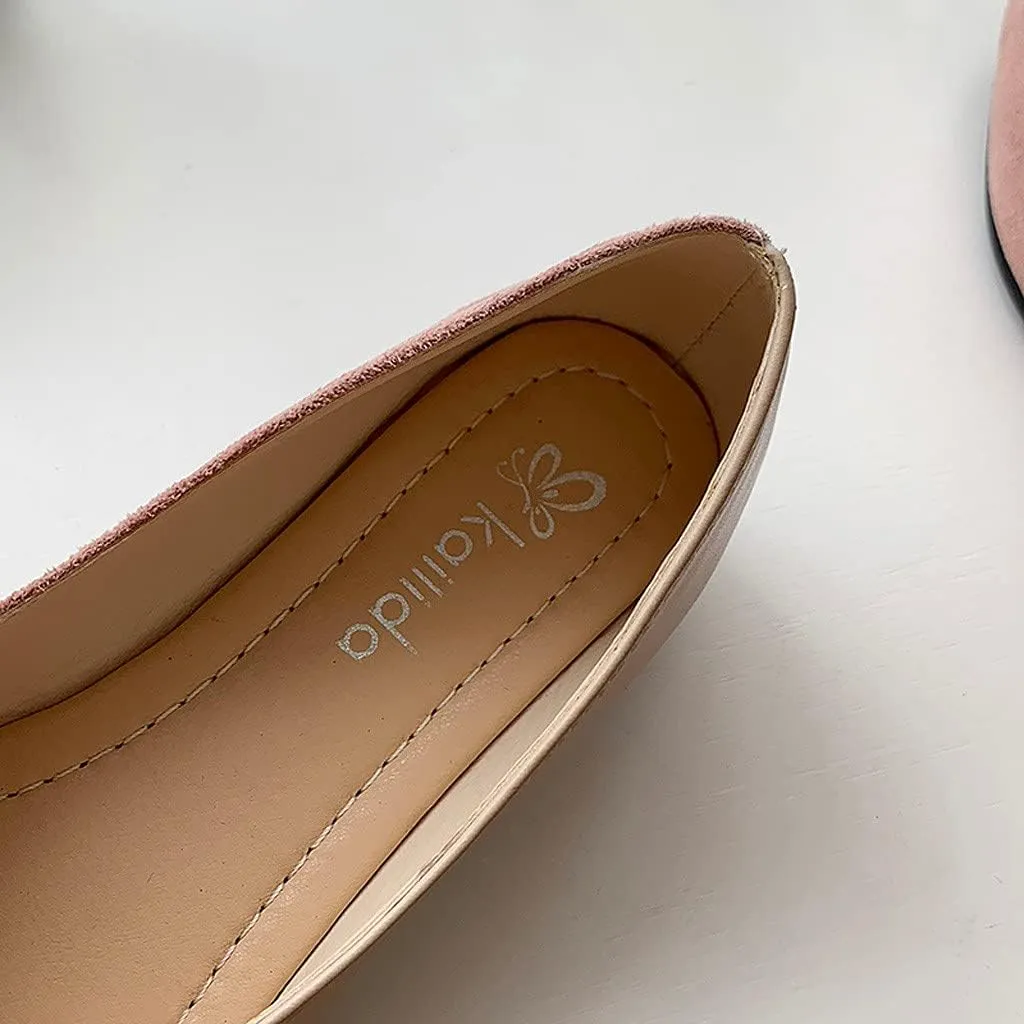 Flats for Women Pointed Toe Ballet Flats Shoes Splice Color Suede Flat Shoes Flats Comfortable Dressy Slip on Flat Dress Shoes
