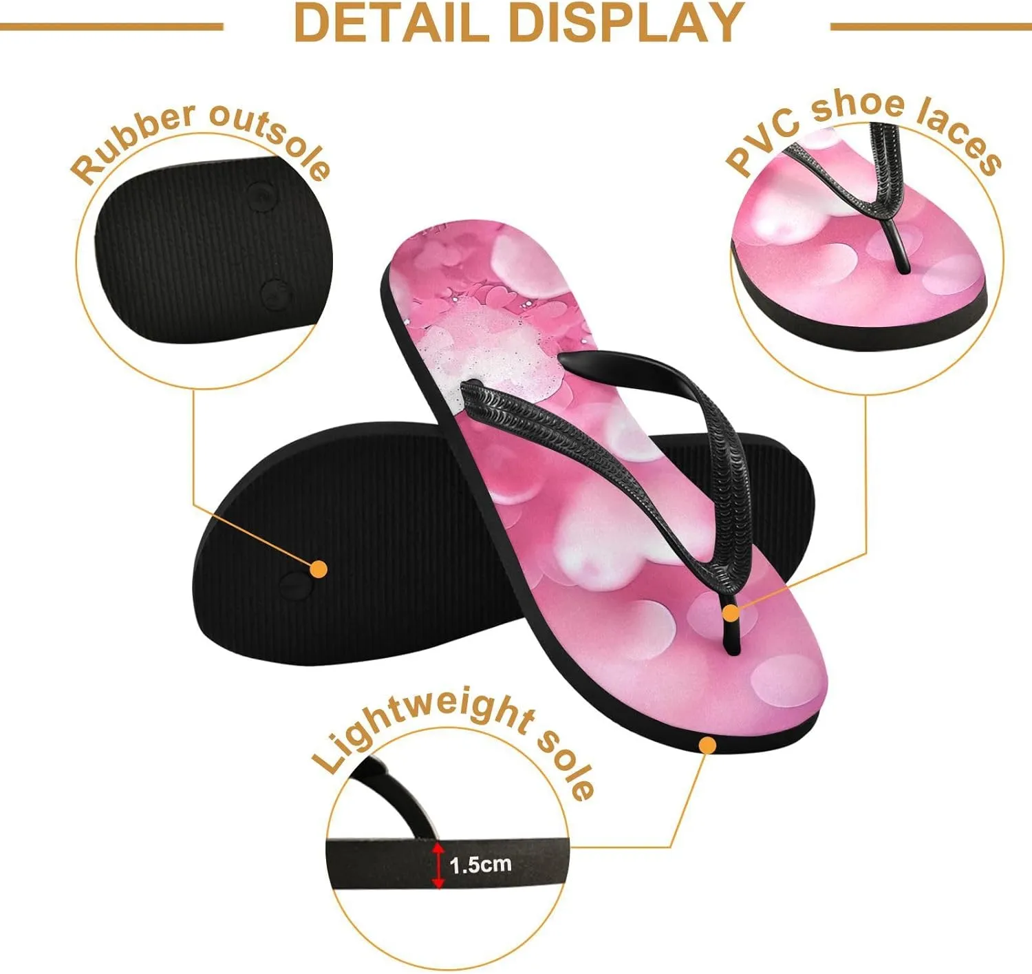 Flip Flop Sandal for Men Women Romantic Love Summer Thong Sandal Beach Water Shoes,XS