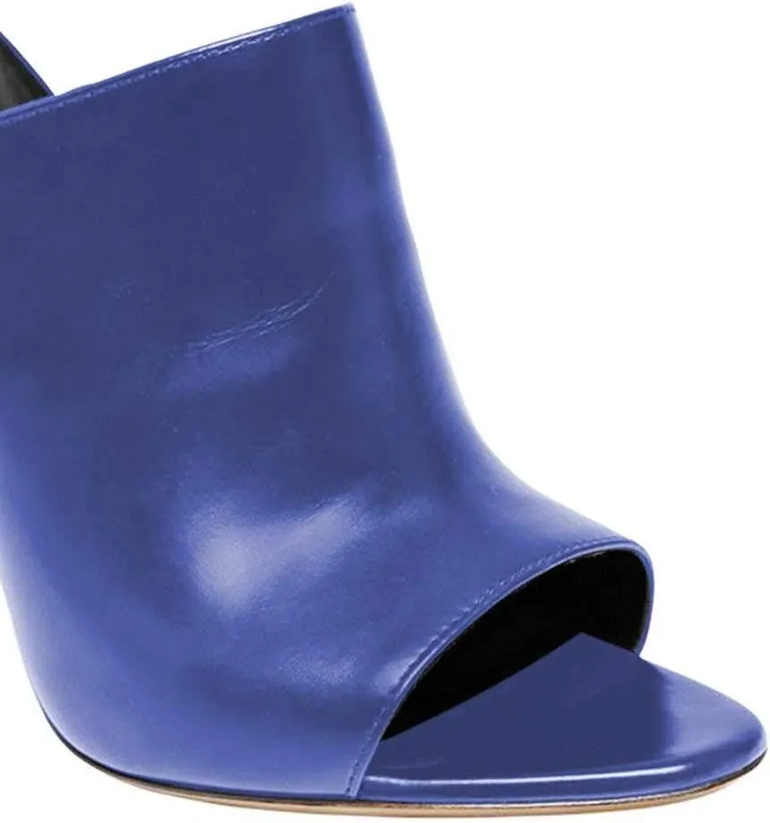 FSJ Wome Open Peep Toe Mule Sandals Wide Strap Slide Slippers Stiletto High Heels Slip on Backless Summer Casual Shoes 4-15 M US