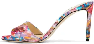 FSJ Women Casual Peep Toe Mule Sandals Stiletto High Heels Party Evening Shoe Size 4-15 M US