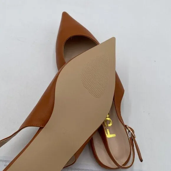 FSJ Women Pointed Toe Slingback Flats Pumps Low Heels Faux Leather Dress Pump