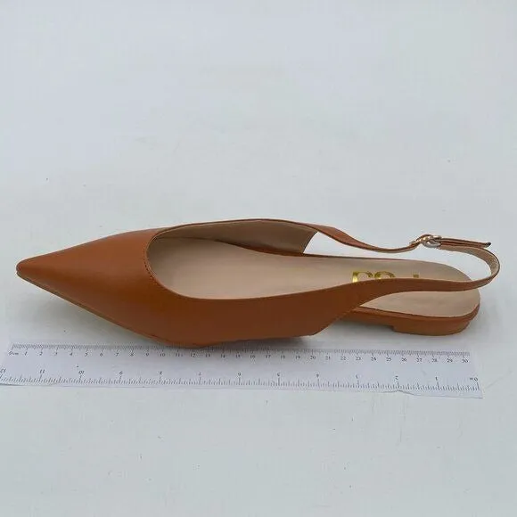 FSJ Women Pointed Toe Slingback Flats Pumps Low Heels Faux Leather Dress Pump