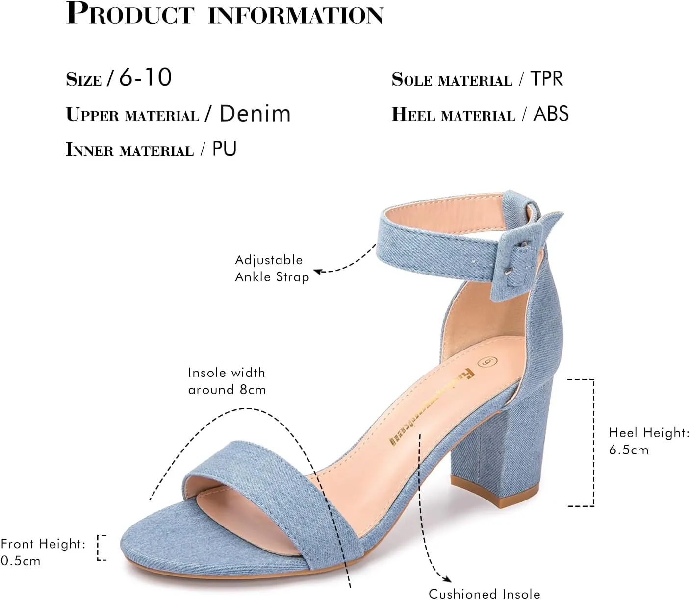 FUNKYMONKEY Women's Chunky High Heels Sandals,Two Strap Open Toe Ankle Strap Heeled Sandal,Party Wedding Strappy Buckle Sandals