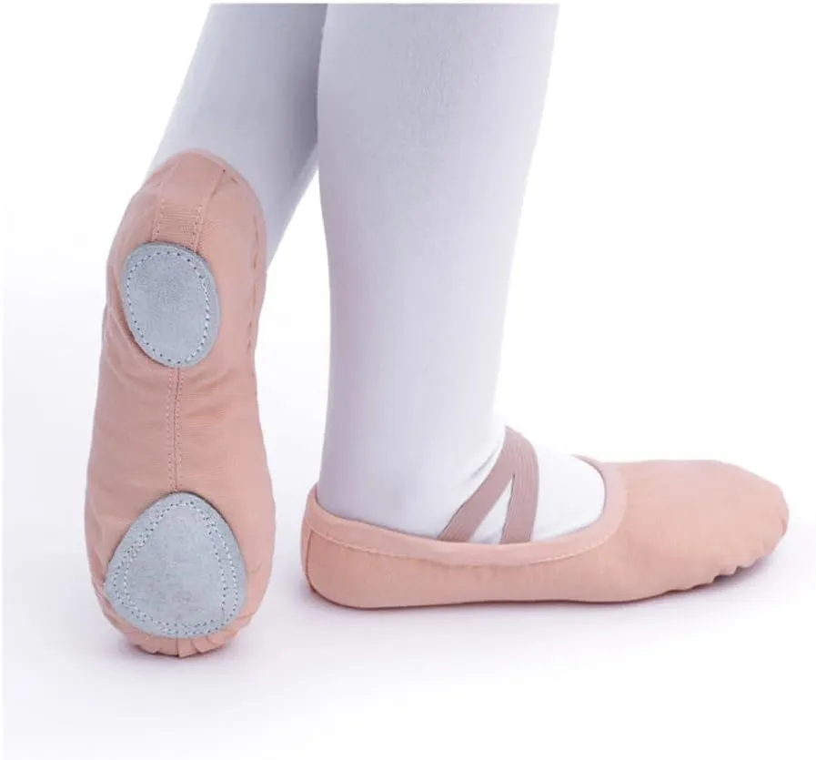 Girls Ballet Shoes Canvas Ballet Dance Slippers for Women Kids Children Classical Practice Split-Sole 5 Colors Adult Flat Dance(P-Pink,29(18cm))