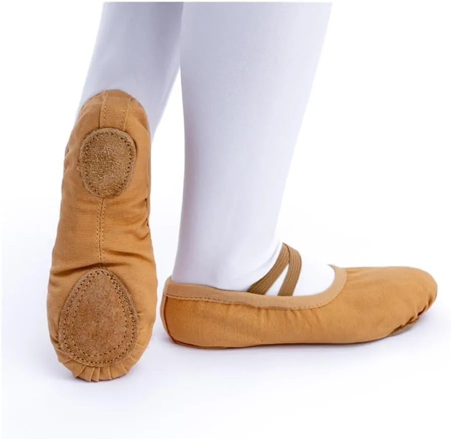 Girls Ballet Shoes Canvas Ballet Dance Slippers for Women Kids Children Classical Practice Split-Sole 5 Colors Adult Flat Dance(P-Pink,29(18cm))