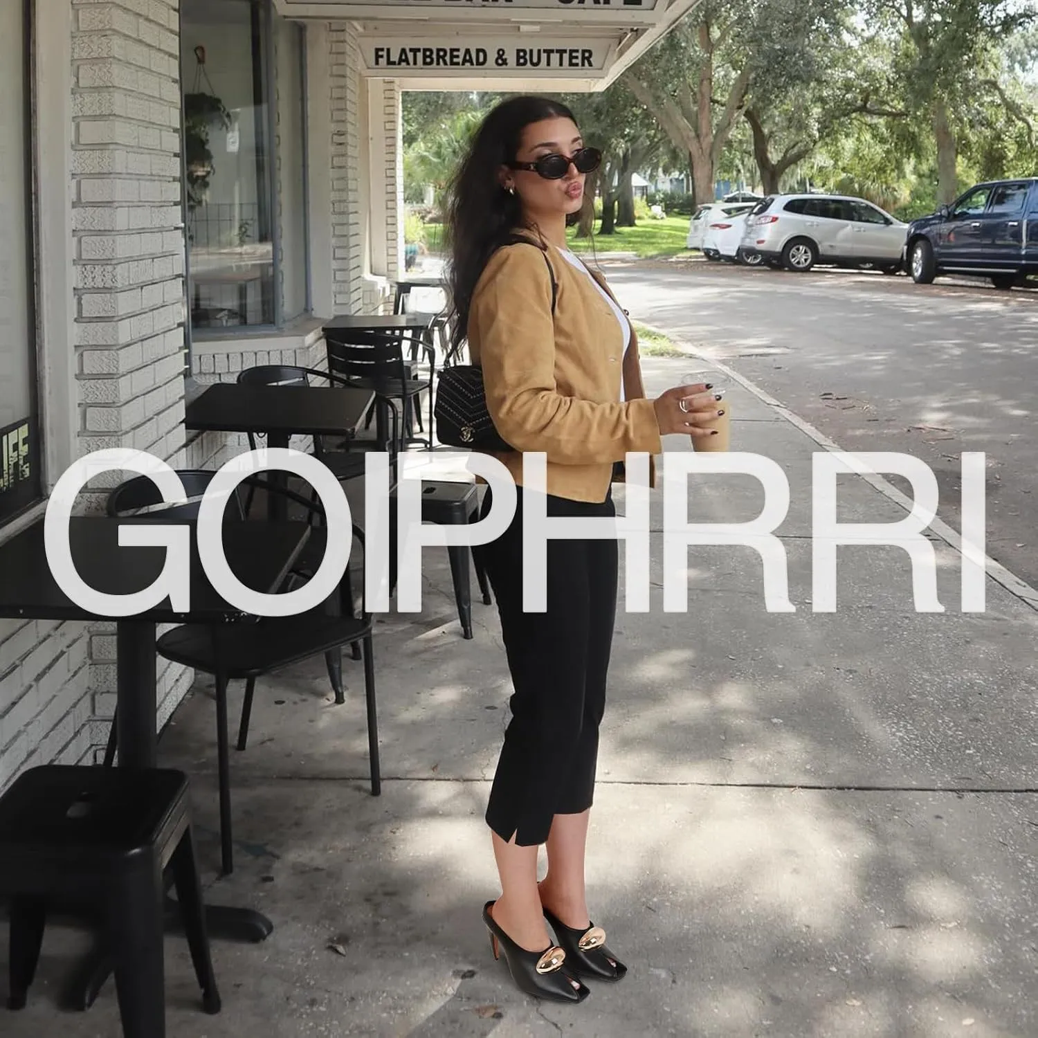 Goiphrri Stiletto Heels for Women Peep Toe Pull on Heeled Mules Kitten heel Mule Sandals Solid Pointed Toe Pumps High Heeled Sandals for Women