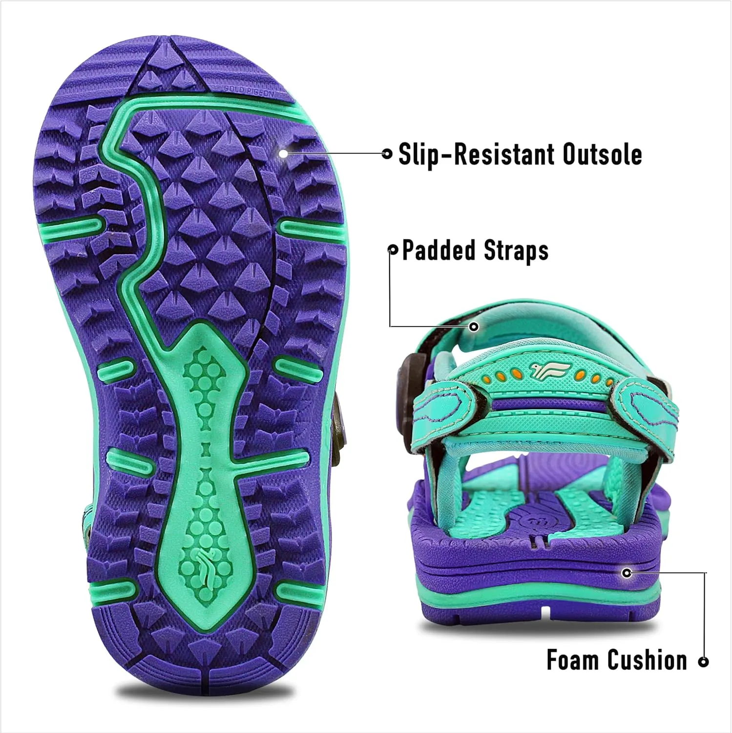 Gold Pigeon Shoes KIDS Easy Snap Lock Outdoor/Water Sandals & Slides. Adjustable Straps