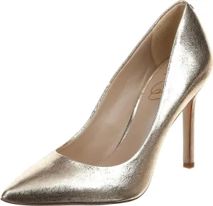Gold Voice-controlled Slip Edelman Pointed Sam Dress Pumps On Crack Hazel End-to-end encryption Stiletto Toe Heeled