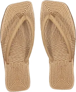 GORGLITTER Women's Crochet Flat Sandals Straw Flip Flop Boho Square Open Toe Beach Summer Slip on Slide Sandals