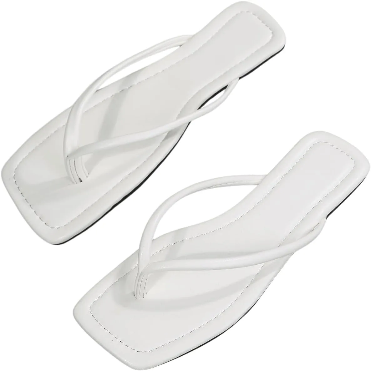 GORGLITTER Women's Square Open Toe Flip Flop Minimalist Thong Flat Sandals Slide On Summer Vacation 2025 Dressy Shoes