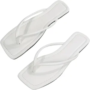 GORGLITTER Women's Square Open Toe Flip Flop Minimalist Thong Flat Sandals Slide On Summer Vacation 2025 Dressy Shoes