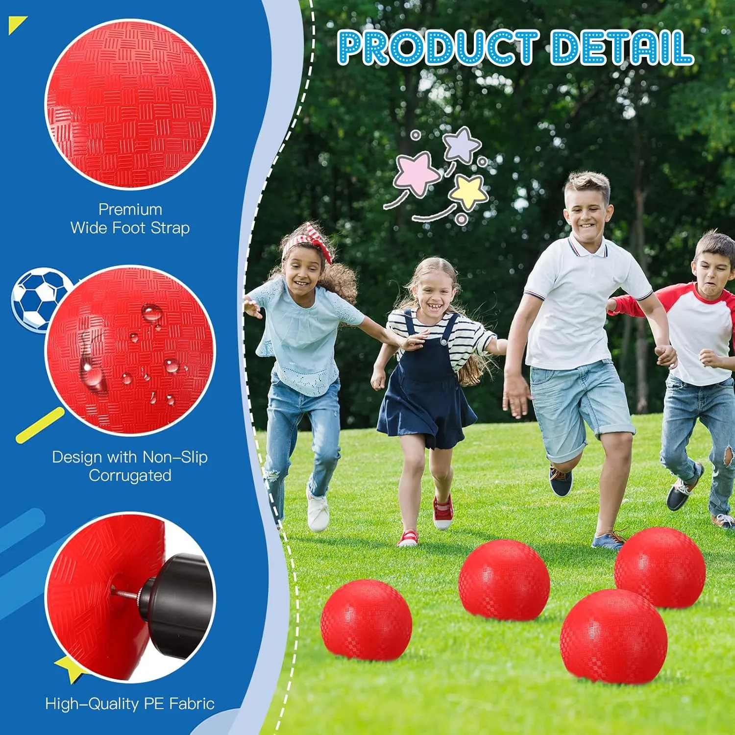 Hanaive 6 Pcs Kickballs 10 Inch Playground Ball Rubber Inflatable Dodgeball with Pump and Storage Bag Bouncy Kickball for Adults Sports Outdoor Activities(Red)