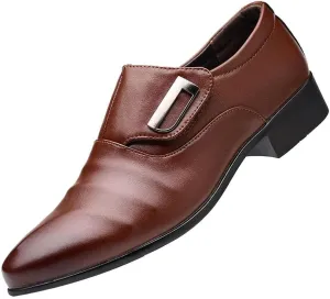 Hbeylia Dressy Oxford For Men Fashion Casual Simple Style Casual Shoes Leather Pointed Toe Ankle Booties Slip On Buckle Style Formal Business Office Winter Fall Wingtip Shoes For Wedding Work
