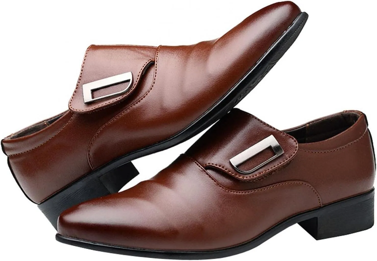 Hbeylia Dressy Oxford For Men Fashion Casual Simple Style Casual Shoes Leather Pointed Toe Ankle Booties Slip On Buckle Style Formal Business Office Winter Fall Wingtip Shoes For Wedding Work