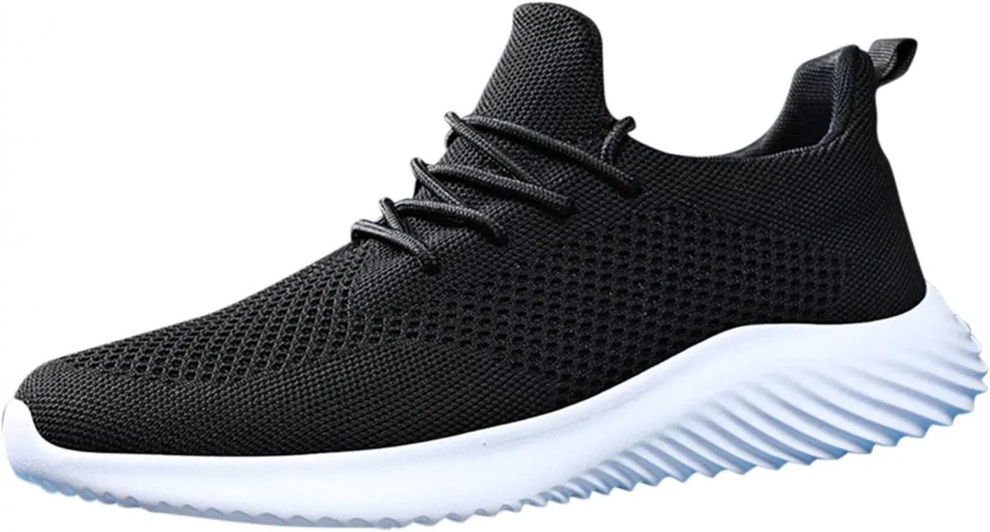 Hbeylia Men's Walking Running Shoes Fashion Sneakers Casual Breathable Lightweight Mesh Stretch Memory Foam Non Slip Athletic Hiking Tennis Trainer Sport Shoes For Men Boys Students