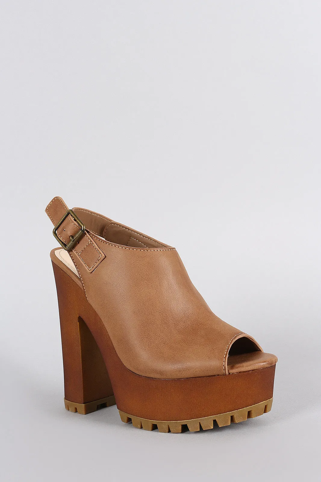 Heel Lug Bamboo Toe Trustworthy Chunky Dependable Mule Peep Platform