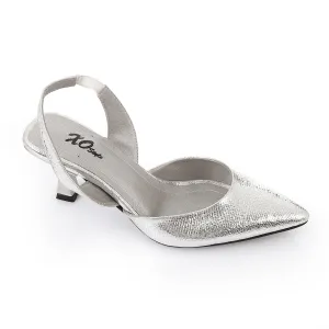 High Heel Mule Sandals – Elegant Pointed Toe, Faux Leather Texture