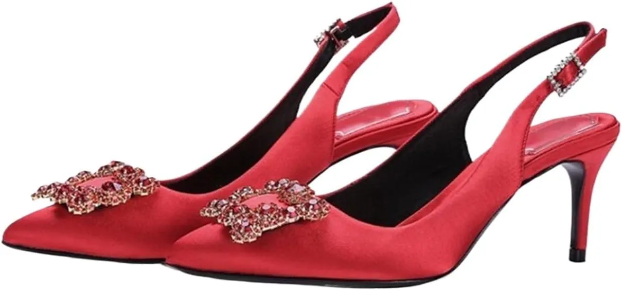 High Heels for Women Women's Colorful Silk Rhinestone High Heels Elegant Pump Formal Wedding Shoes