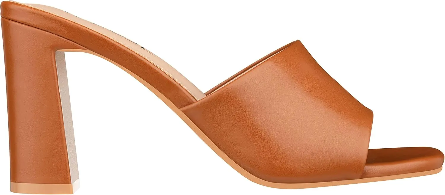 ILLUDE Women’s Block Heel Single Strap Square Toe Heeled Sandal Slip On Mule - Demi - Demi