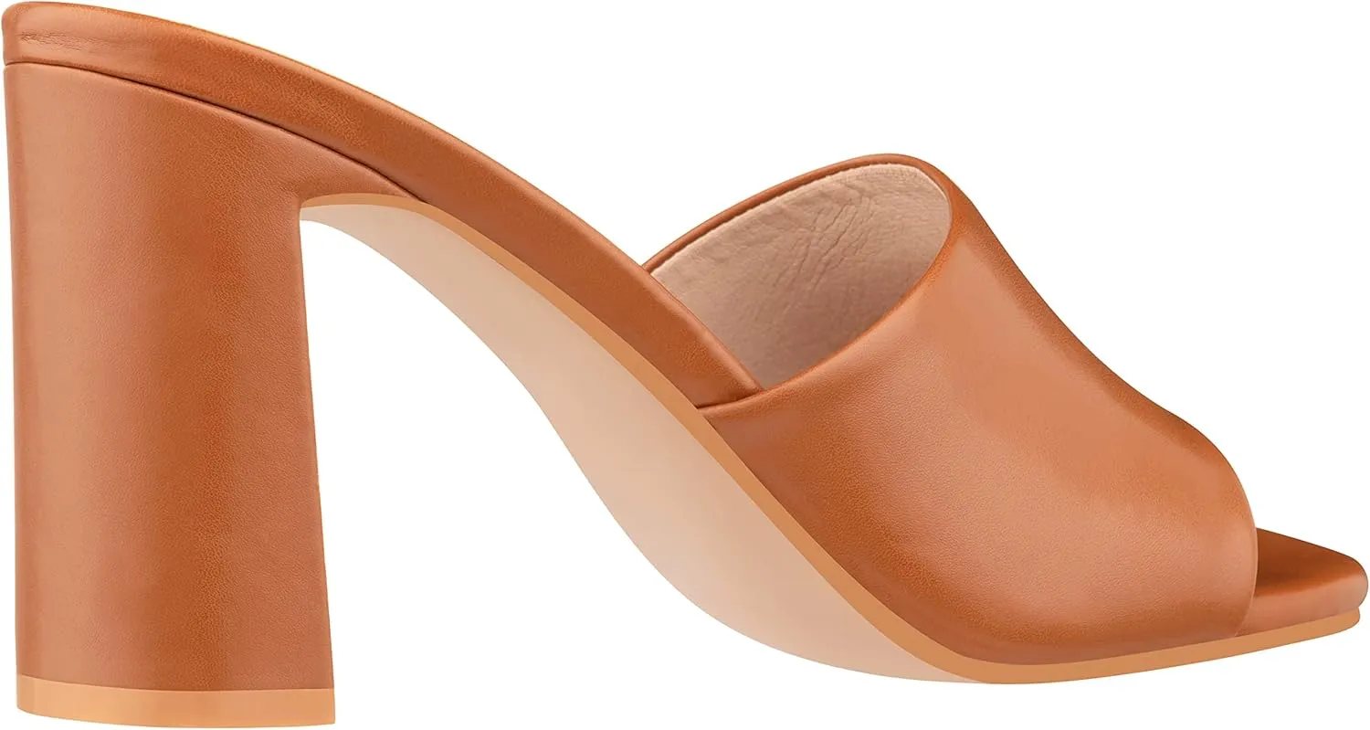 ILLUDE Women’s Block Heel Single Strap Square Toe Heeled Sandal Slip On Mule - Demi - Demi