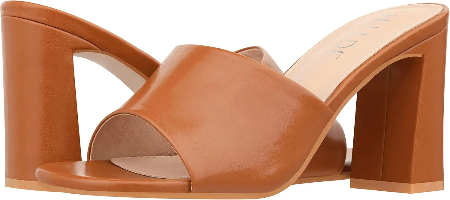 ILLUDE Women’s Block Heel Single Strap Square Toe Heeled Sandal Slip On Mule - Demi - Demi