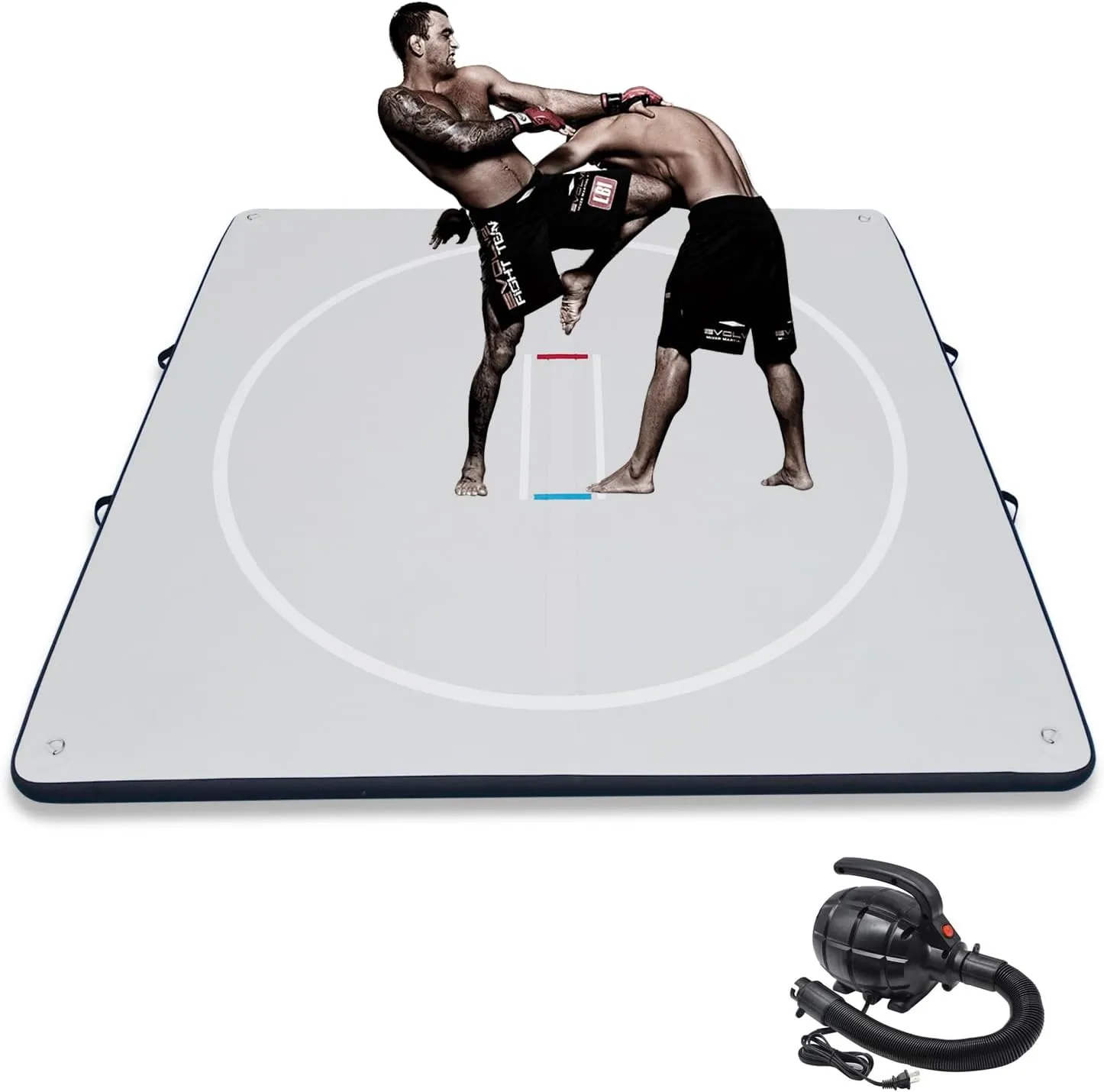 Inflatable Wrestling Mat for Adults/Kids - Thicken PVC Grappling Mat with Air Pump, Portable MMA/BJJ/Judo/Gymnastics Training Mat (5FT/10FT)