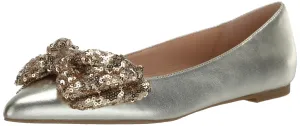 Jack Rogers Women's Debra Ballet-Leather/Sequins Flat, Platinum, 6.5