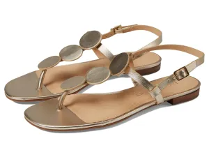 Jack Rogers Worth Flat Sandal for Women - Leather Upper, Adjustable Ankle Strap with Buckle Closure Platinum 6 M