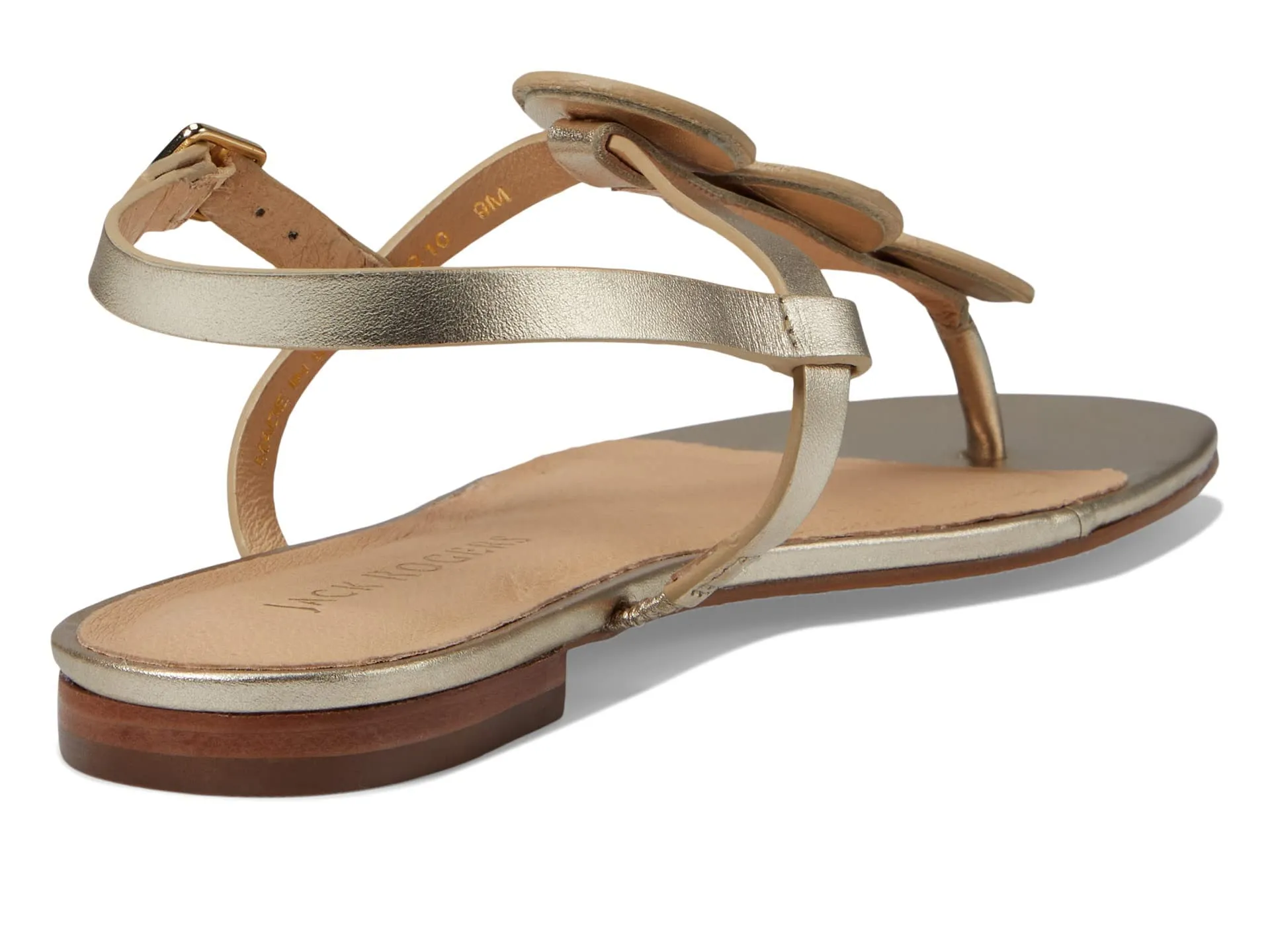 Jack Rogers Worth Flat Sandal for Women - Leather Upper, Adjustable Ankle Strap with Buckle Closure Platinum 6 M