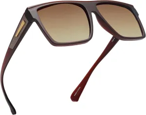 JIM HALO Retro Polarized Sunglasses Men Women Flat Top Square UV400 Glasses for Driving Fishing Hiking Golfing