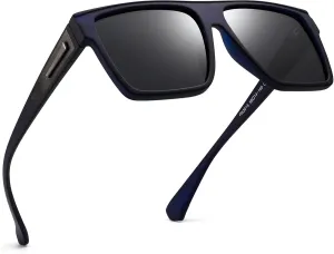 JIM HALO Retro Polarized Sunglasses Men Women Flat Top Square UV400 Glasses for Driving Fishing Hiking Golfing