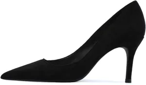 JOEupin Women's Pointed Toe Pumps Classic Suede Shoes Mid Heel Slip On Dress Pumps 3.15 Inch