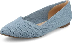Journee Collection Womens Minnah Knit Ballet Dress Flats Slip On Pointed Toe Cushioned Fashion Ballerina Shoe Blue 8.5 Medium Womens US