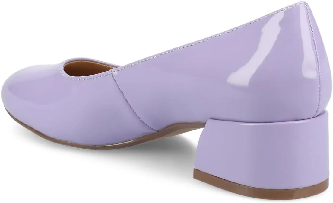 Journee Collection Womens Saarii Block Heel Dress Pumps Cushioned Slip On Covered Round Closed Toe Fashion Shoe