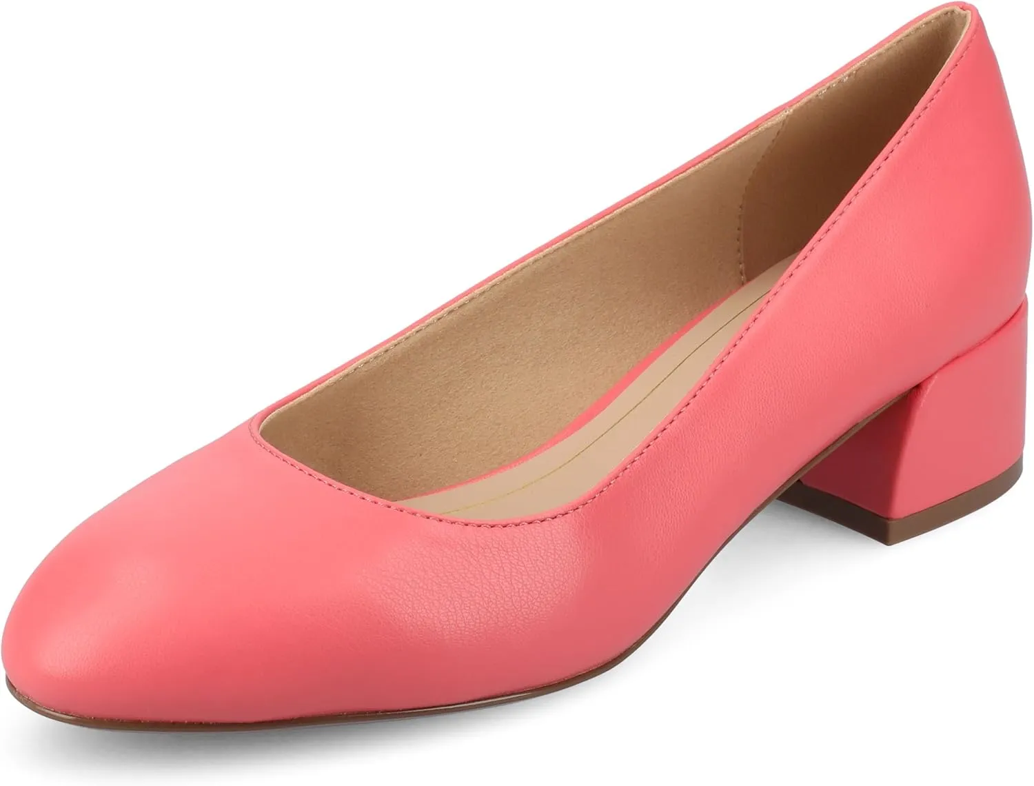 Journee Collection Womens Saarii Block Heel Dress Pumps Cushioned Slip On Covered Round Closed Toe Fashion Shoe