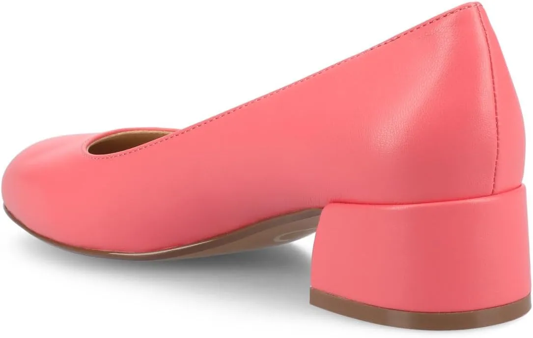 Journee Collection Womens Saarii Block Heel Dress Pumps Cushioned Slip On Covered Round Closed Toe Fashion Shoe