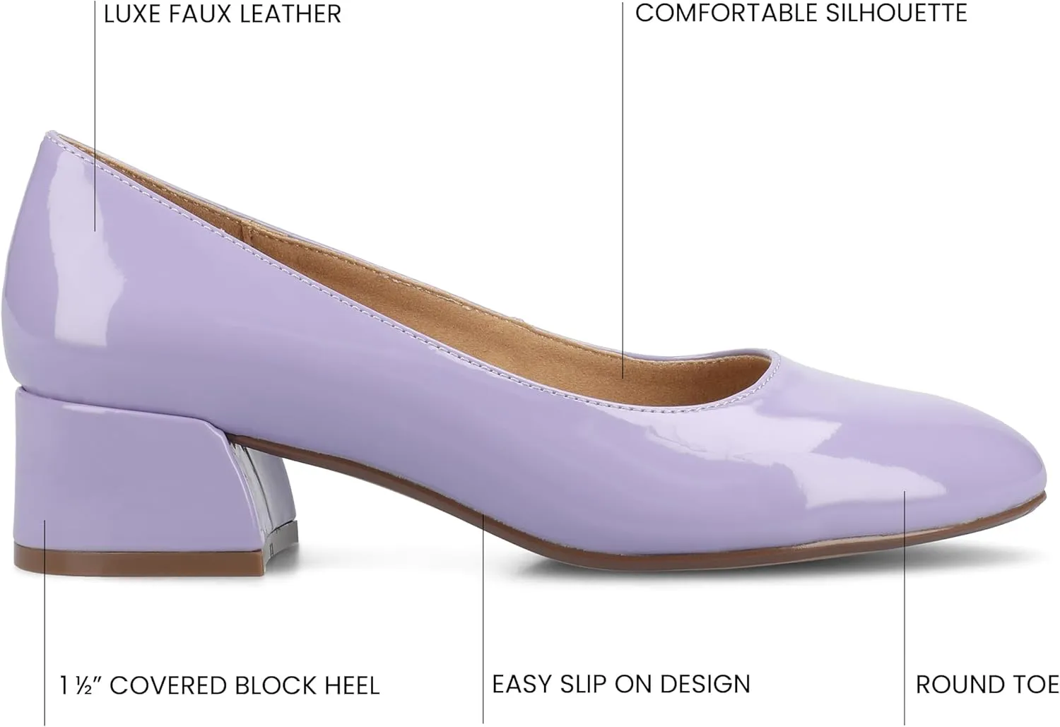 Journee Collection Womens Saarii Block Heel Dress Pumps Cushioned Slip On Covered Round Closed Toe Fashion Shoe