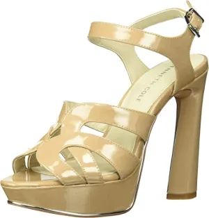 Kenneth Cole Women's Nealie Platform Heeled Sandal, Dark Nude Patent, 8.5 M US
