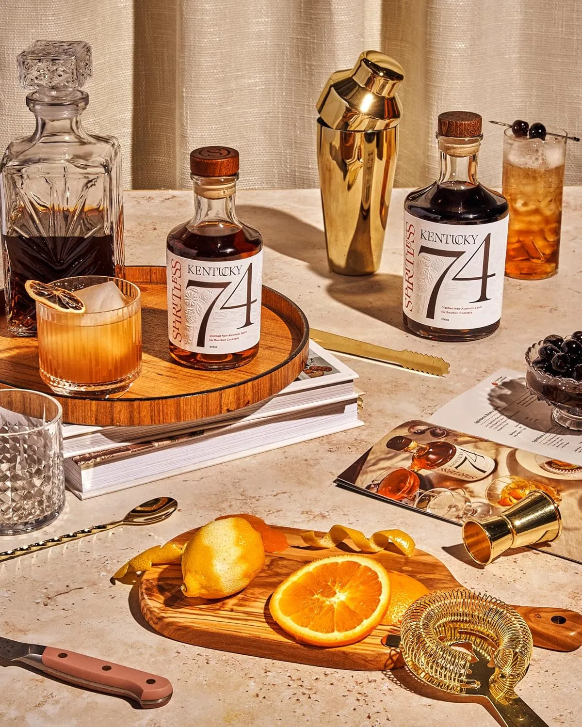 Kentucky 74 Non-Alcoholic Bourbon Whiskey, Award-Winning Alcohol-Free Spirit for Cocktails, 700ml Bottle
