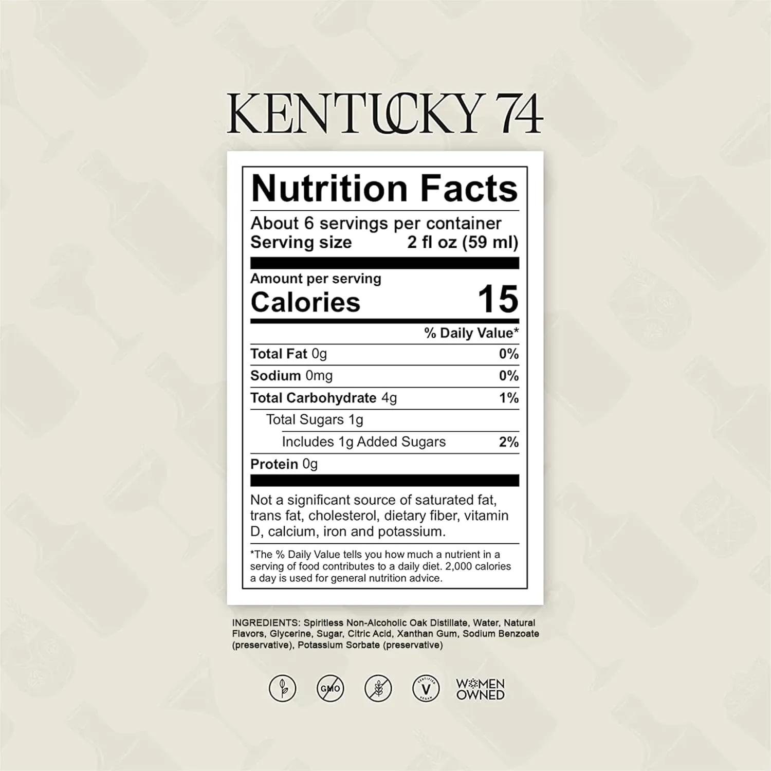 Kentucky 74 Non-Alcoholic Bourbon Whiskey, Award-Winning Alcohol-Free Spirit for Cocktails, 700ml Bottle