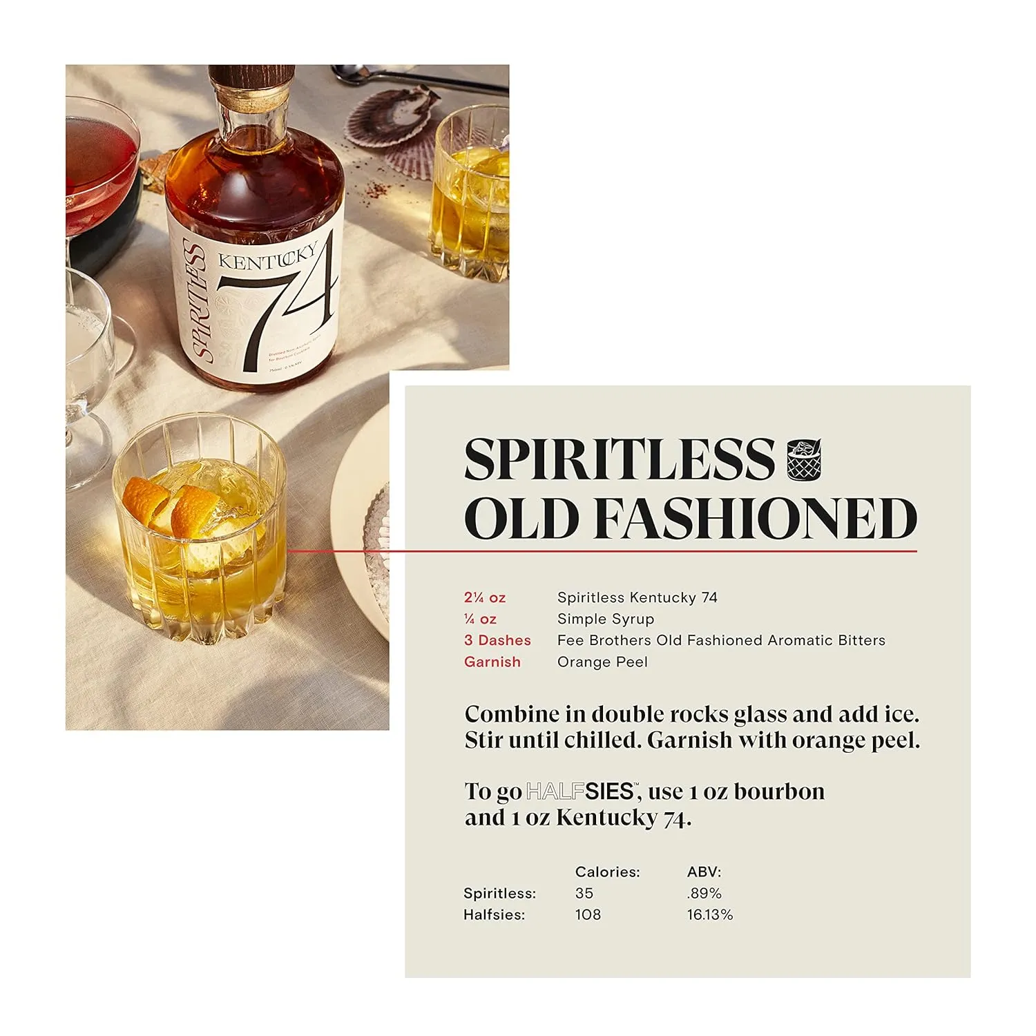 Kentucky 74 Non-Alcoholic Bourbon Whiskey, Award-Winning Alcohol-Free Spirit for Cocktails, 700ml Bottle