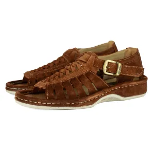 Kgosi : Leather Sandal in Tan Suede