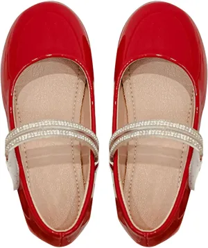 Kids Girls Dress Shoes Ballerina Flat𝐬 Toddler Mary Jane Low Heels Leather Student 𝗨niform Shoes for School