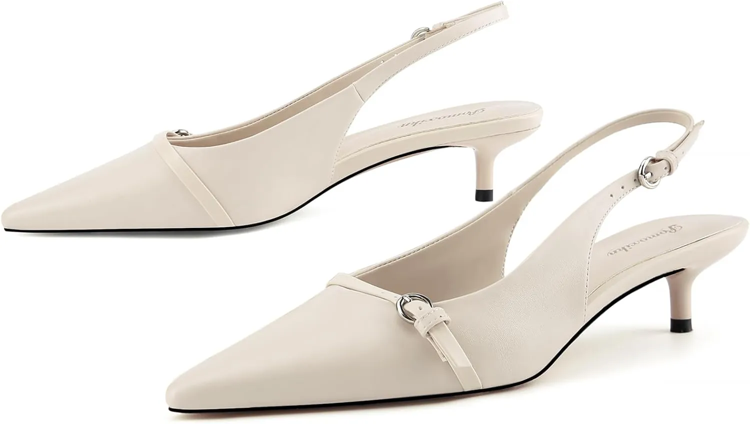 Kitten Heels for Women Slip on Shoes Pumps Stylish Closed Pointed Toe Pump Shoes