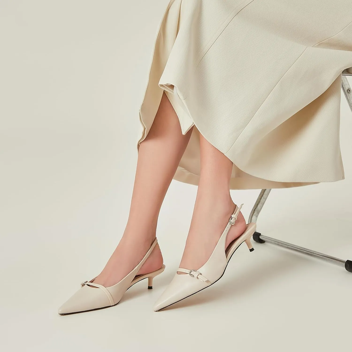 Kitten Heels for Women Slip on Shoes Pumps Stylish Closed Pointed Toe Pump Shoes