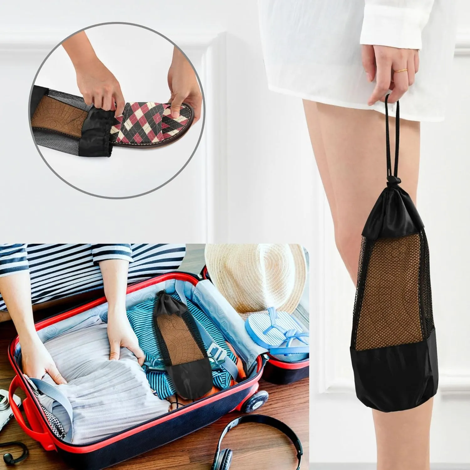 KLL Slippers for Women Men Indoor and Outdoor Portable Cozy Slip on Open Toe Home Shoes for Guest, Hotel, Travel, Airplane